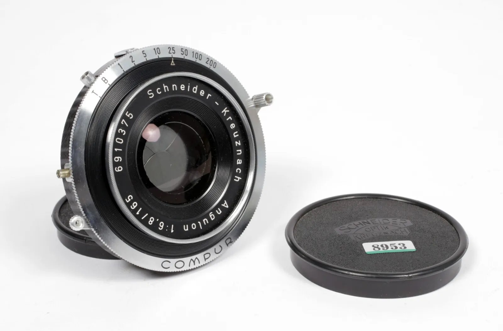 Schneider Angulon 165mm F6.8 in Compur #2 wide angle lens for 8X10 